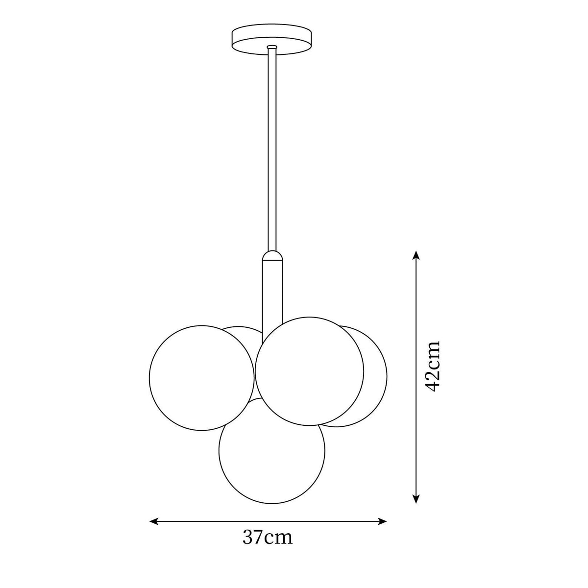 Chandelier Glass Globe Cluster Brass Frame Modern Minimalist Home