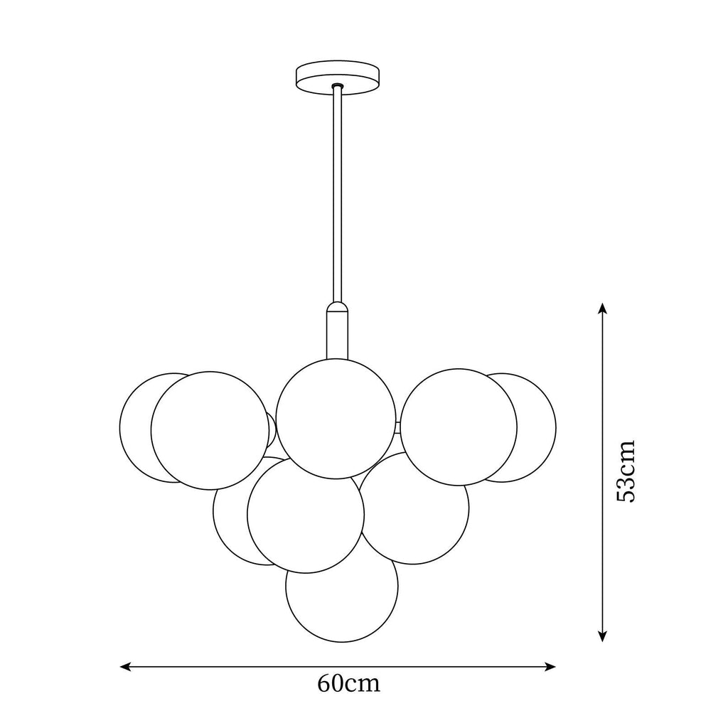 Chandelier Glass Globe Cluster Brass Frame Modern Minimalist Home