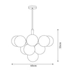 Chandelier Glass Globe Cluster Brass Frame Modern Minimalist Home