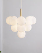 Chandelier Glass Globe Cluster Brass Frame Modern Minimalist Home