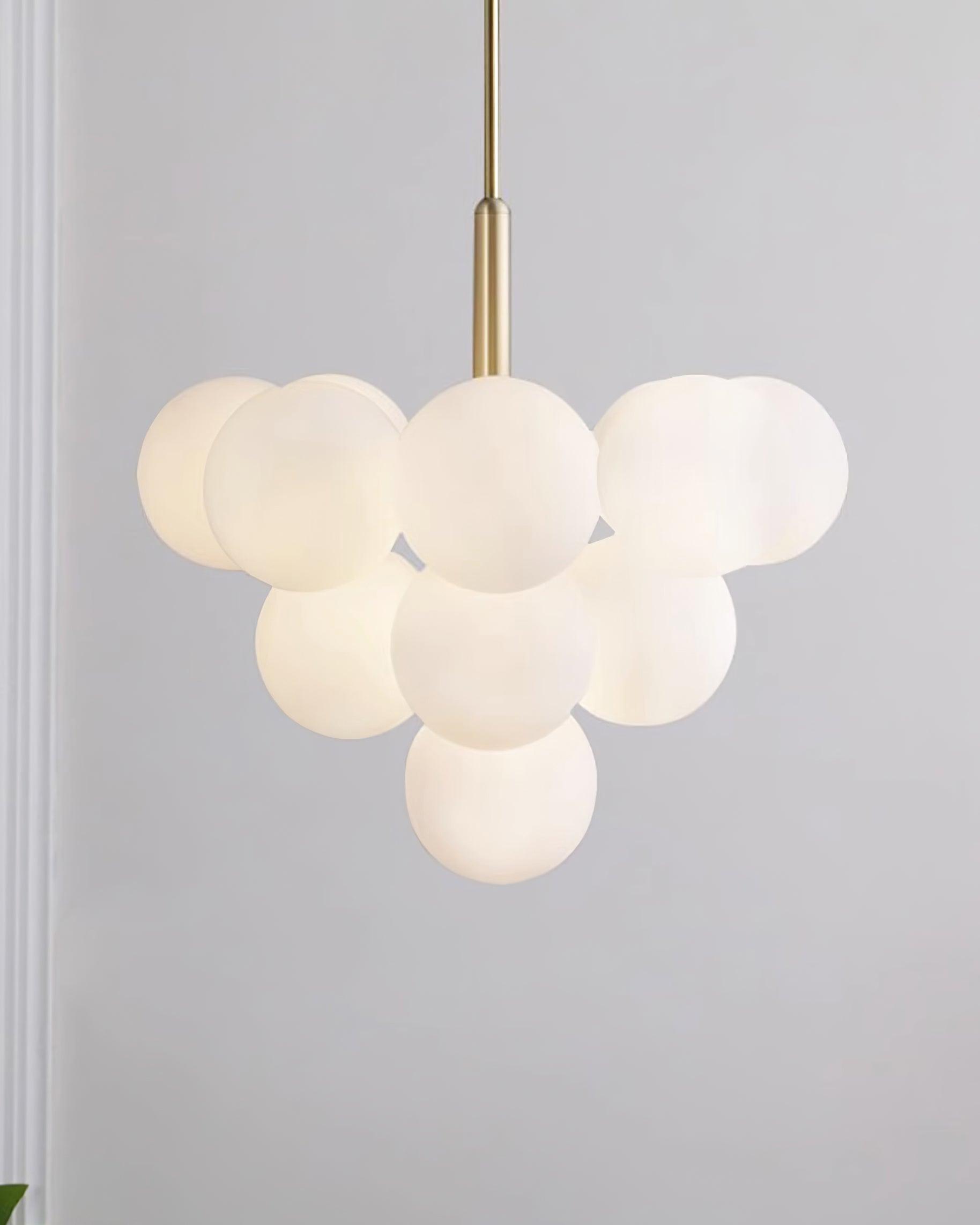 Chandelier Glass Globe Cluster Brass Frame Modern Minimalist Home