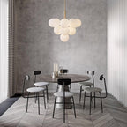Chandelier Glass Globe Cluster Brass Frame Modern Minimalist Home