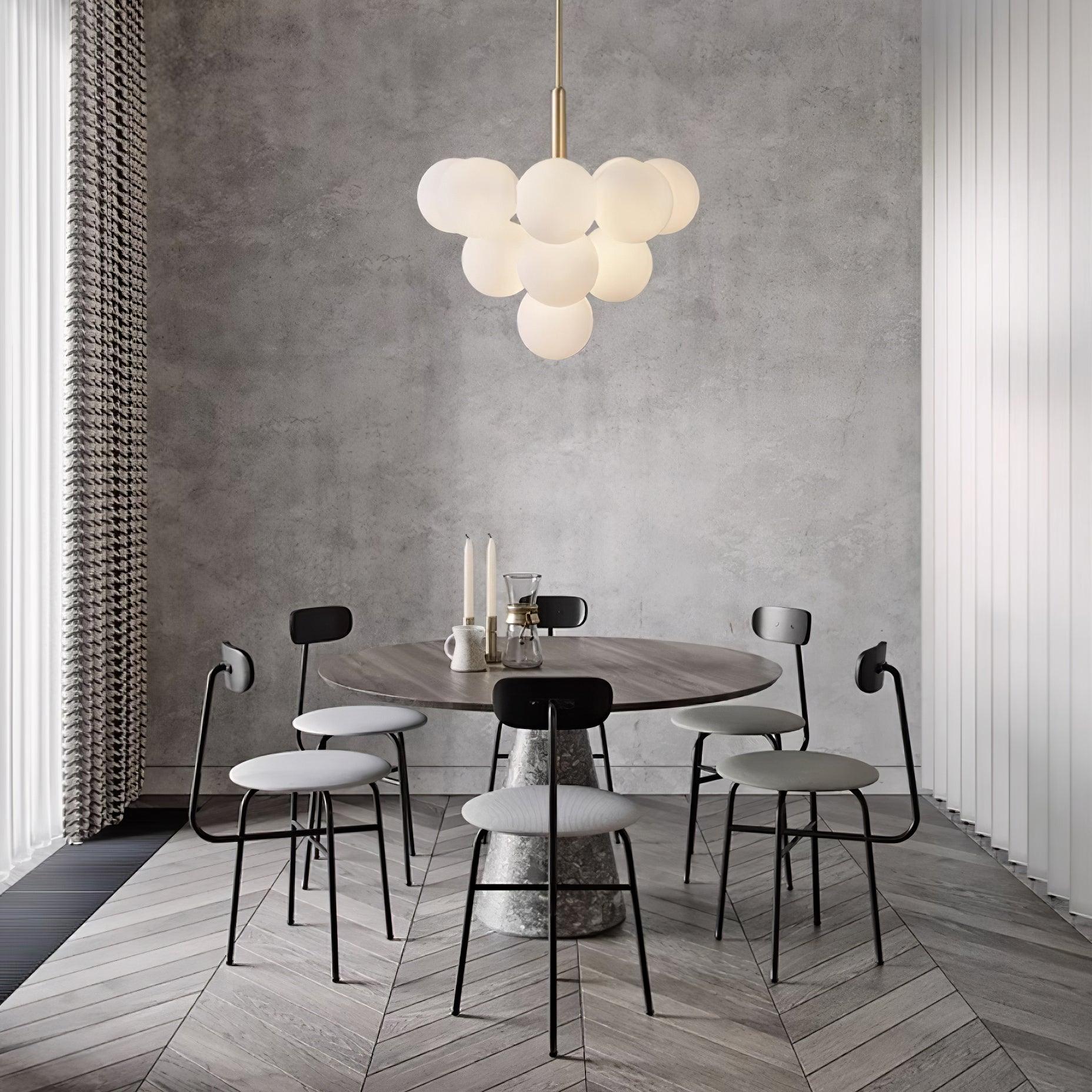Chandelier Glass Globe Cluster Brass Frame Modern Minimalist Home