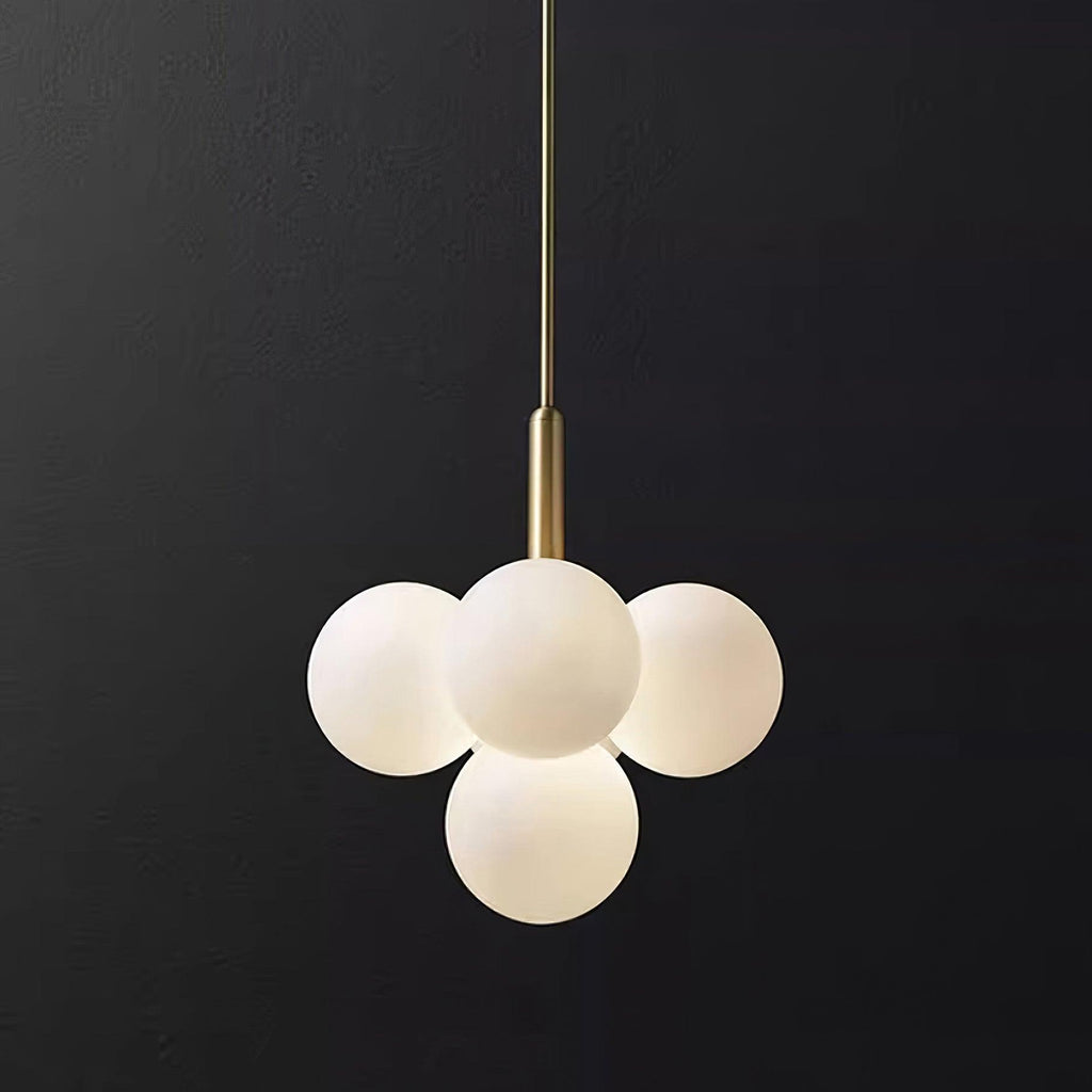 Chandelier Glass Globe Cluster Brass Frame Modern Minimalist Home