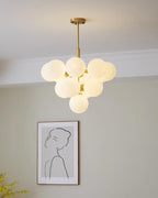 Chandelier Glass Globe Cluster Brass Frame Modern Minimalist Home