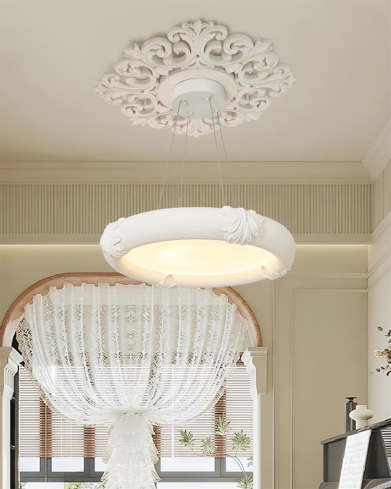 Marika Chandelier Plaster Circular Floral