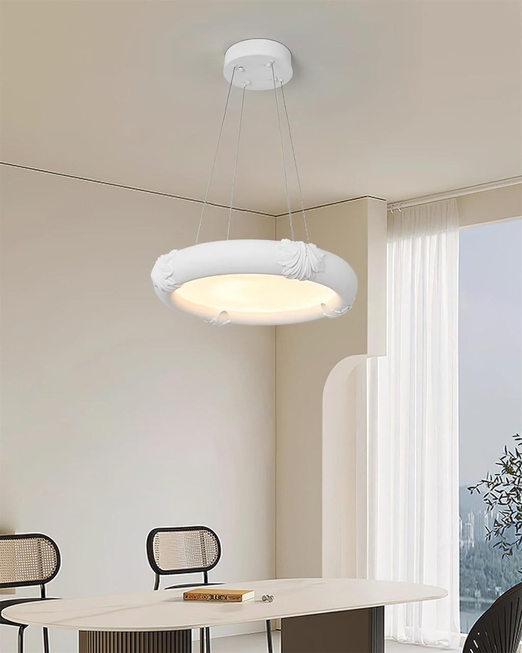 Marika Chandelier Plaster Circular Floral
