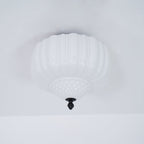 Solara Ceiling Light Opal Glass Fluted Dome Vintage