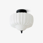 Solara Ceiling Light Opal Glass Fluted Dome Vintage