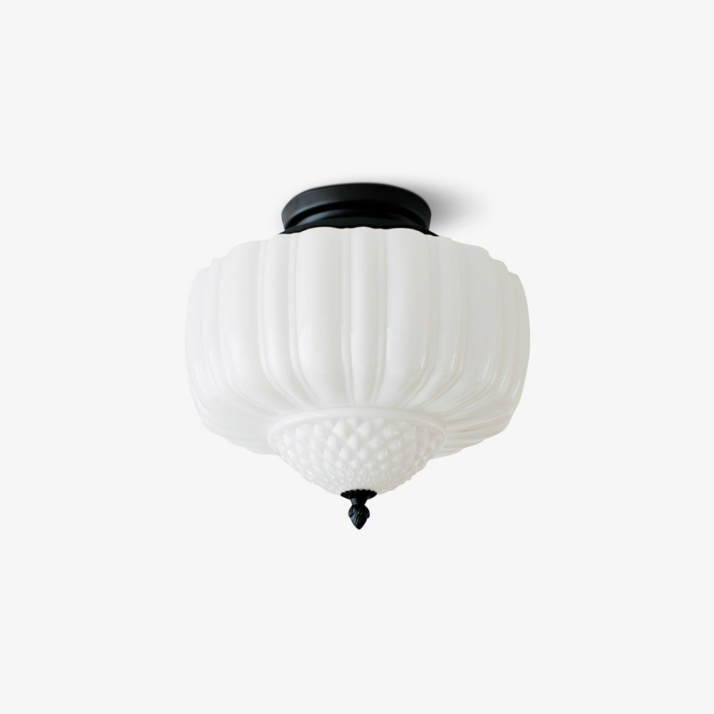 Solara Ceiling Light Opal Glass Fluted Dome Vintage