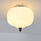 Solara Ceiling Light Opal Glass Fluted Dome Vintage