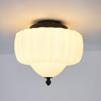 Solara Ceiling Light Opal Glass Fluted Dome Vintage