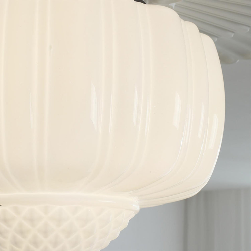Solara Ceiling Light Opal Glass Fluted Dome Vintage