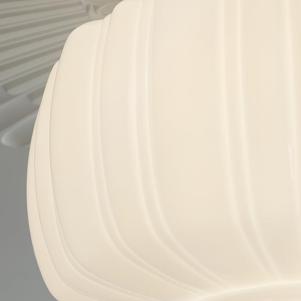 Solara Ceiling Light Opal Glass Fluted Dome Vintage