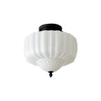 Solara Ceiling Light Opal Glass Fluted Dome Vintage