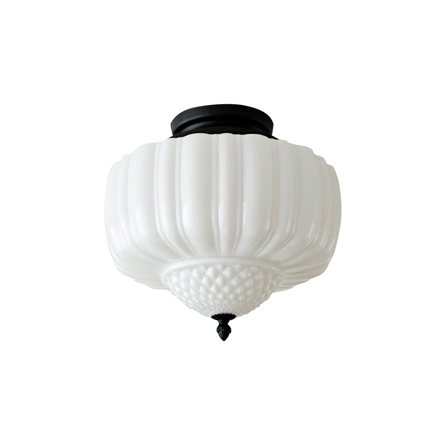 Solara Ceiling Light Opal Glass Fluted Dome Vintage
