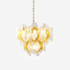 Marrina Chandelier Amber Wave Glass Vintage