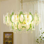 Marrina Chandelier Amber Wave Glass Vintage