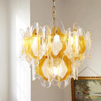 Marrina Chandelier Amber Wave Glass Vintage