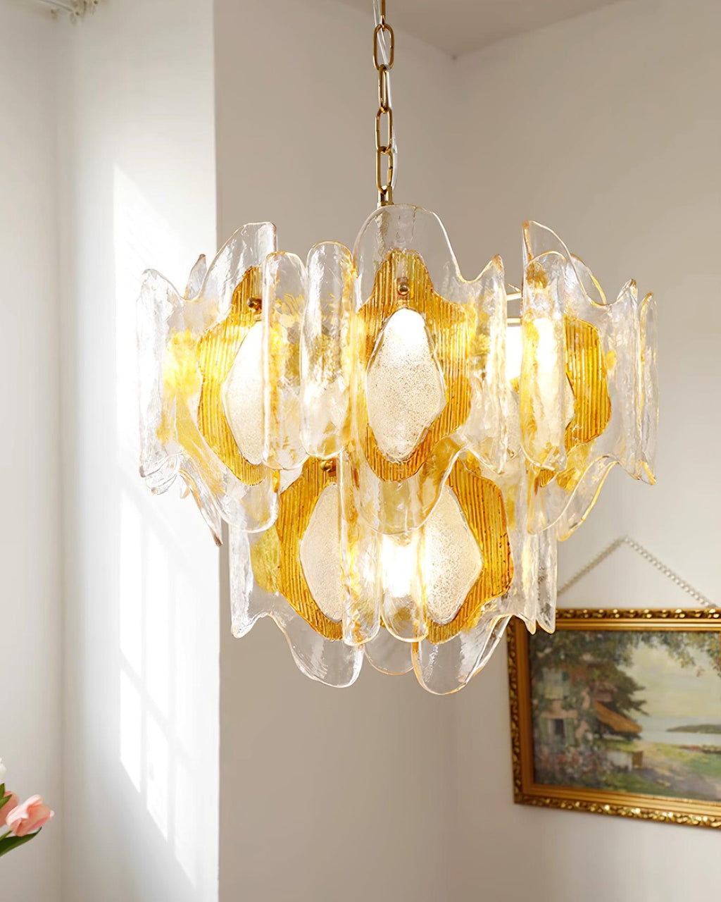 Marrina Chandelier Vintage Amber Glass Elegance