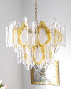Marrina Chandelier Amber Wave Glass Vintage