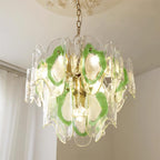 Marrina Chandelier Amber Wave Glass Vintage