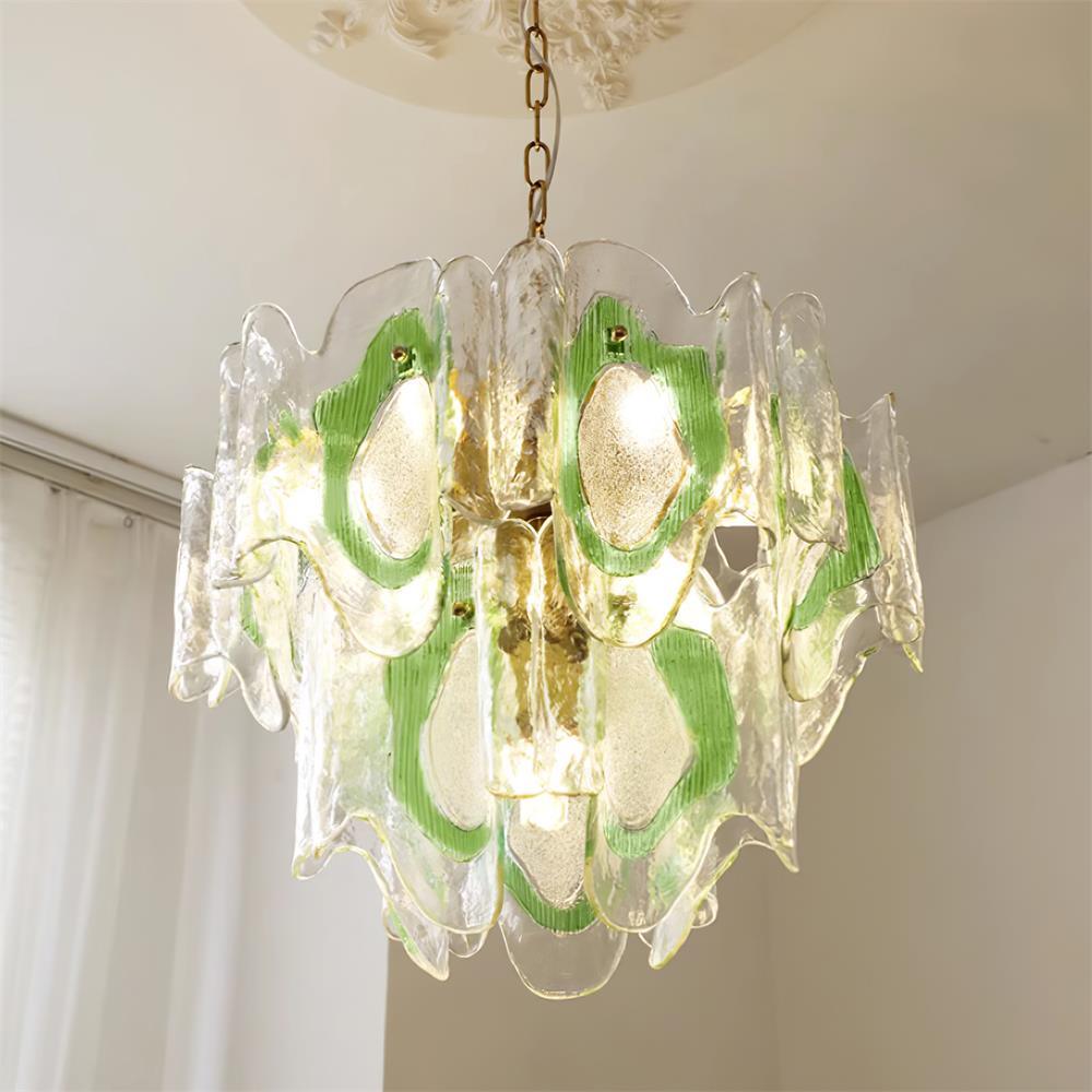 Marrina Chandelier Amber Wave Glass Vintage