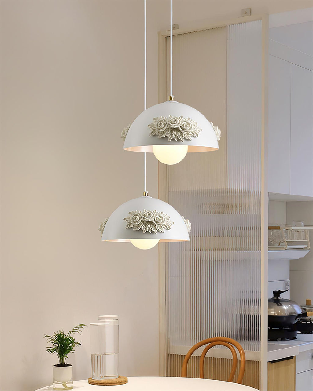 Masiero Pendant Lamp Rose-Embellished Dome