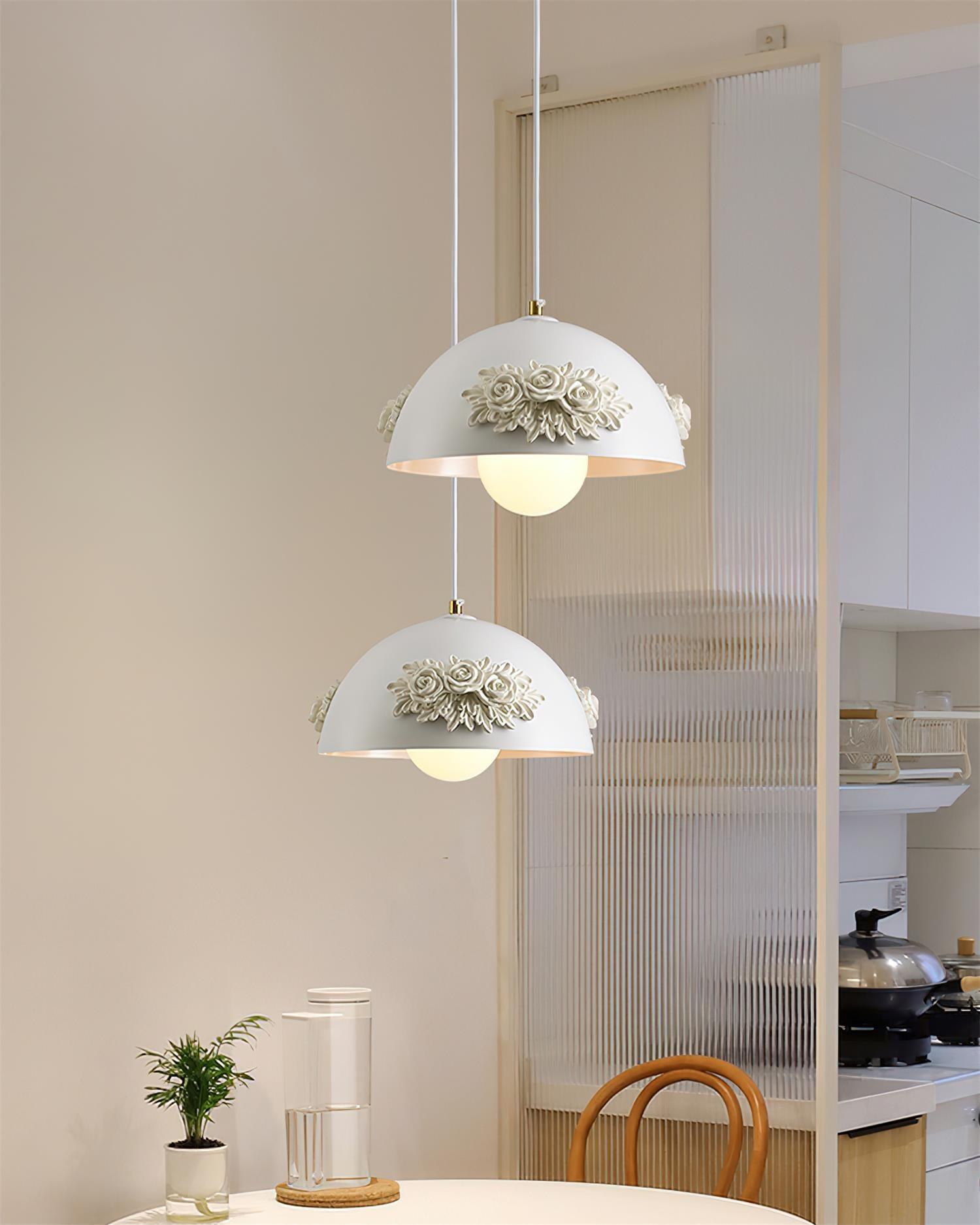 Masiero Pendant Lamp Rose-Embellished Dome