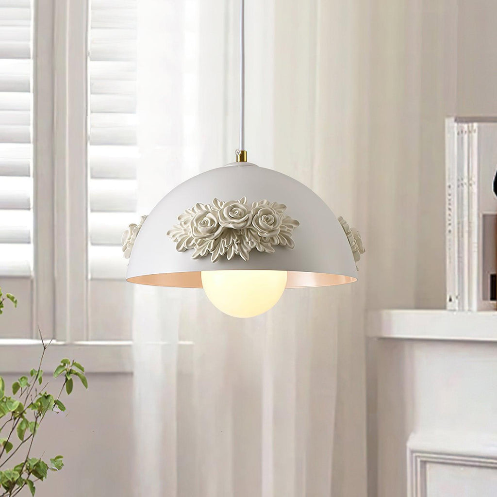 Masiero Pendant Lamp Rose-Embellished Dome