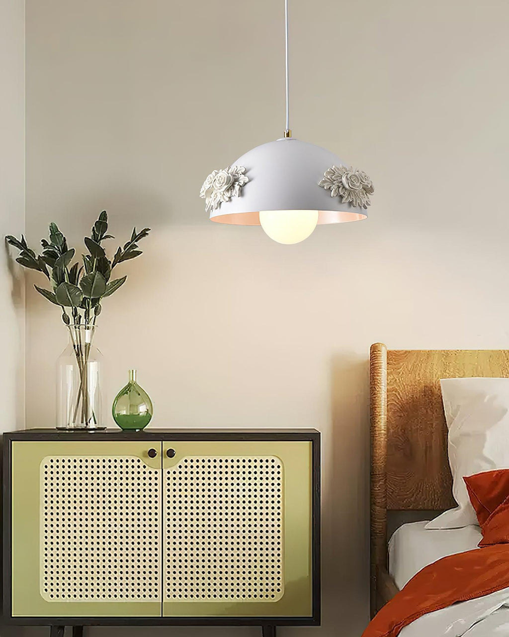 Masiero Pendant Lamp Rose-Embellished Dome