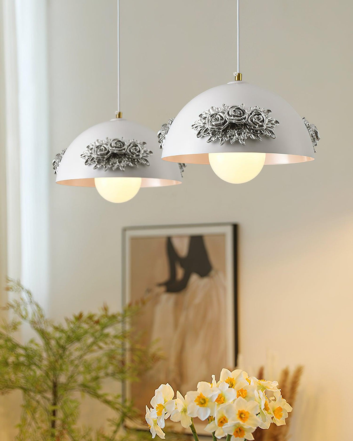 Masiero Pendant Lamp Rose-Embellished Dome
