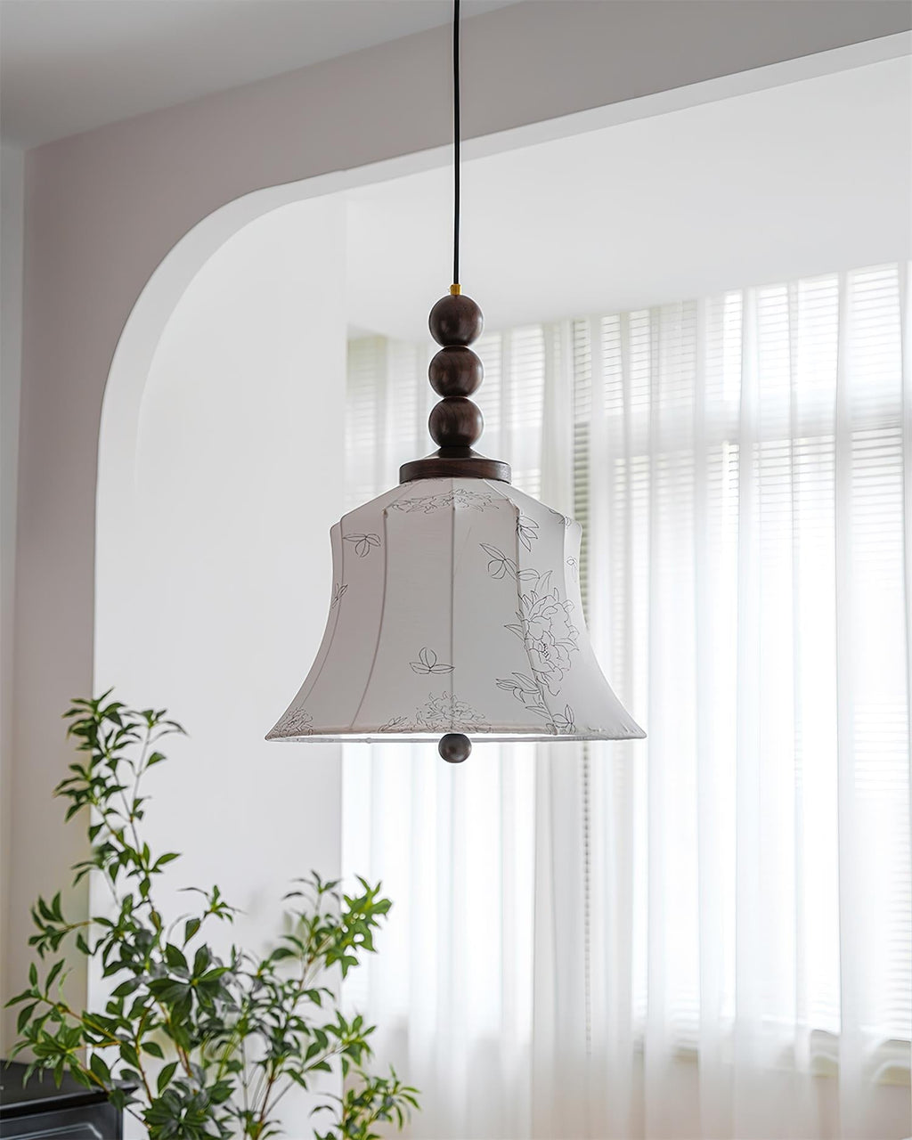 Materia Pendant Lamp Line Art Floral Wood Rustic