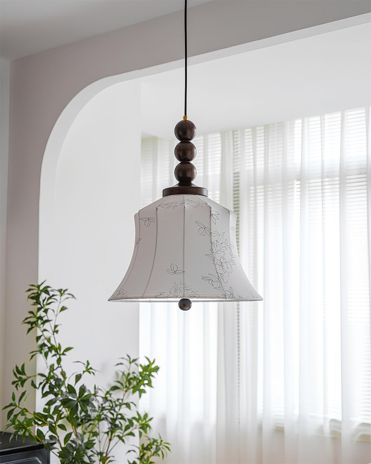 Materia Pendant Lamp Line Art Floral Wood Rustic