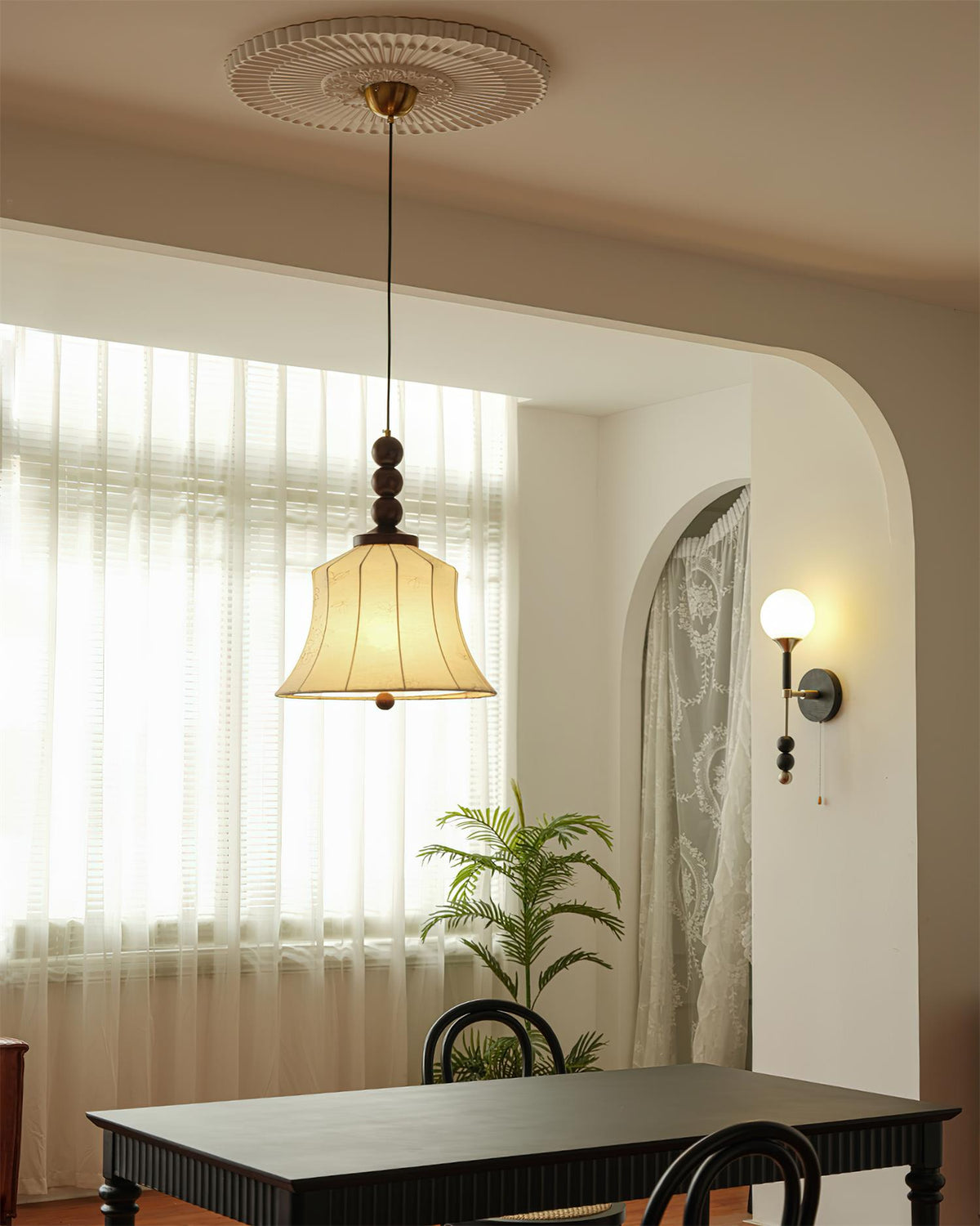 Materia Pendant Lamp Line Art Floral Wood Rustic