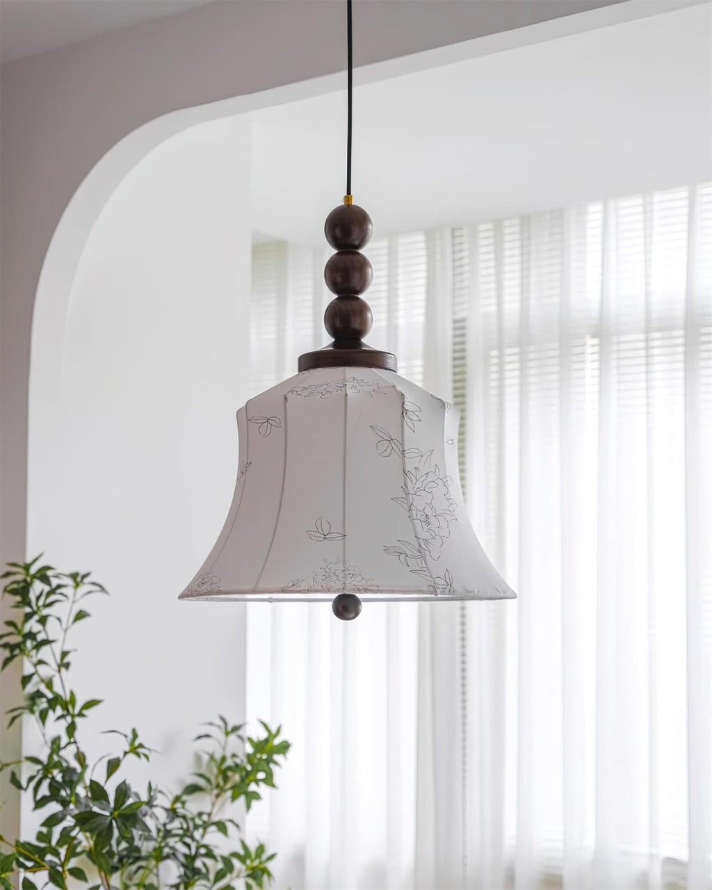 Materia Pendant Lamp Line Art Floral Wood Rustic