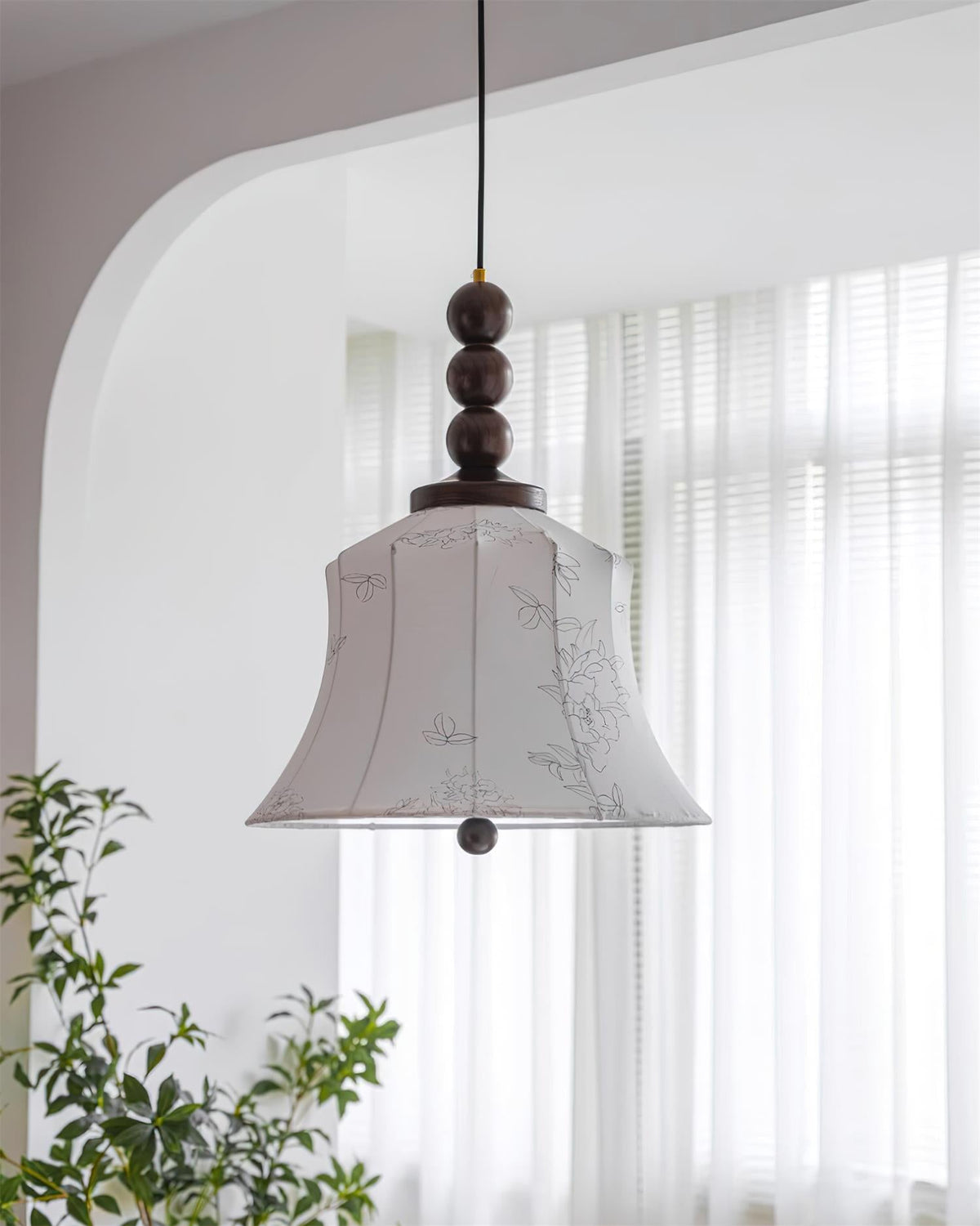 Materia Pendant Lamp Line Art Floral Wood Rustic