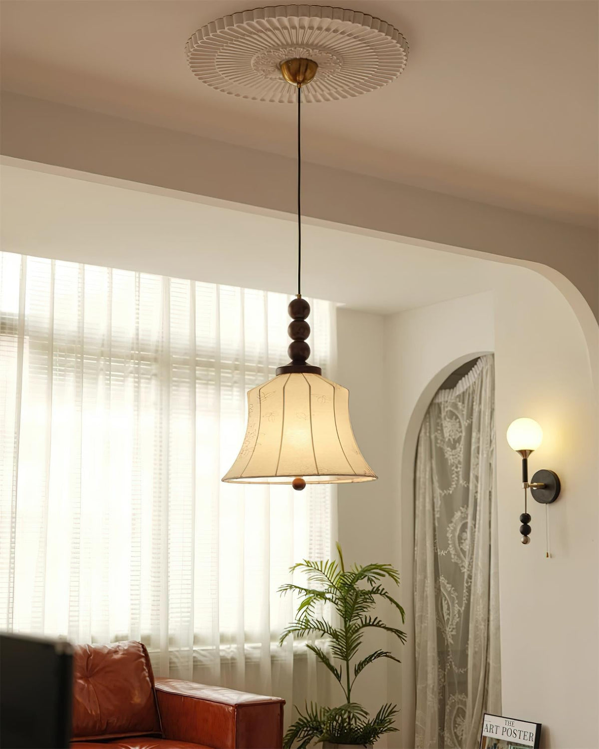Materia Pendant Lamp Line Art Floral Wood Rustic