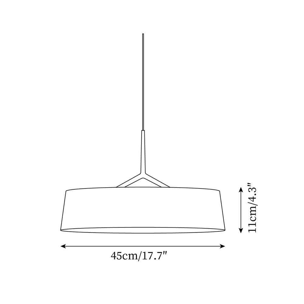 Pendant Lamp White Fabric Drum Black Stem Sleek Modern