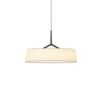 Pendant Lamp White Fabric Drum Black Stem Sleek Modern