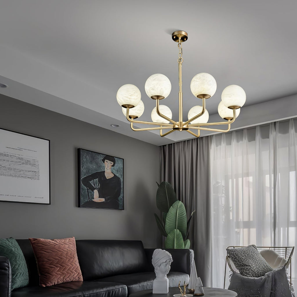 Erich Chandelier Alabaster Globe Elegance
