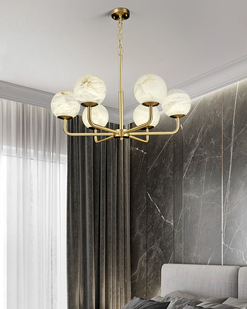 Erich Chandelier Alabaster Globe Elegance