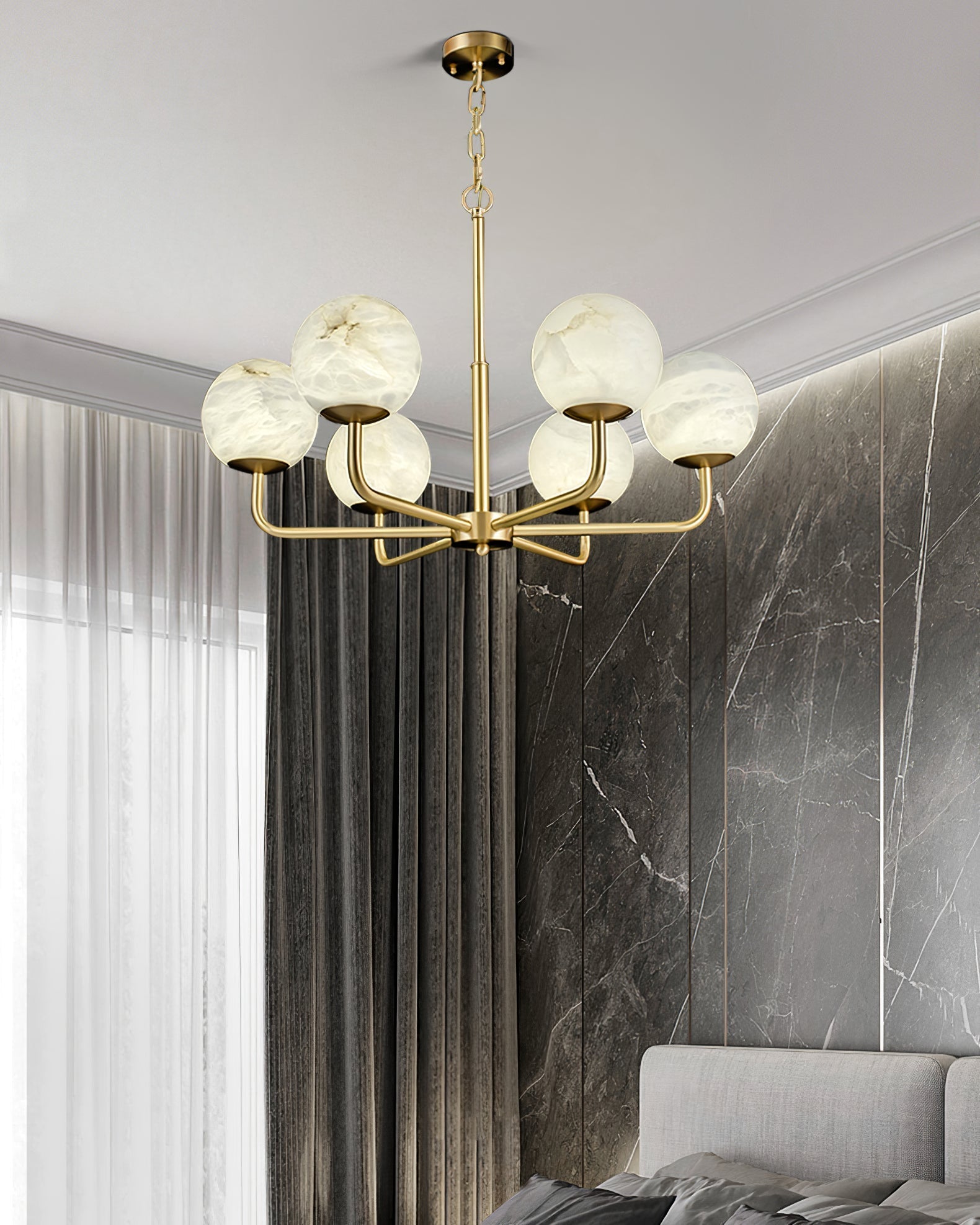 Erich Chandelier Alabaster Globe Elegance