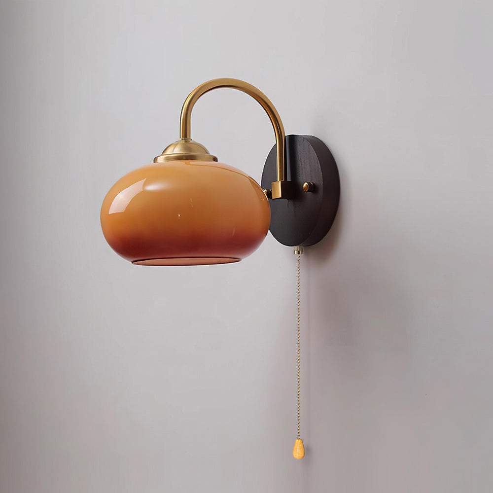 Wall Lamp Arched Arm Glass Dome Shade Vintage Accent Modern Touch