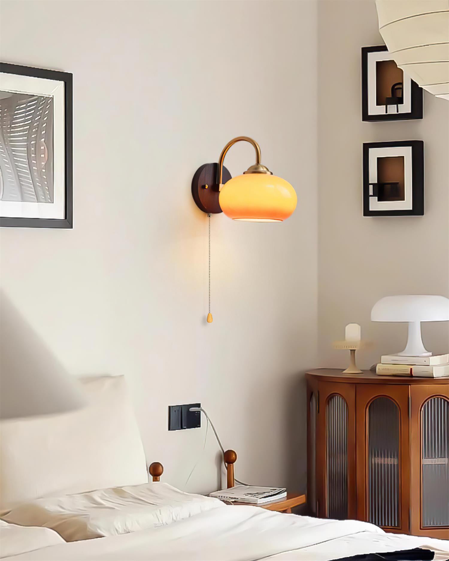 Wall Lamp Arched Arm Glass Dome Shade Vintage Accent Modern Touch