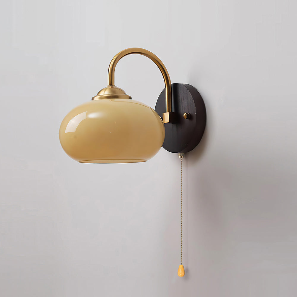 Wall Lamp Arched Arm Glass Dome Shade Vintage Accent Modern Touch