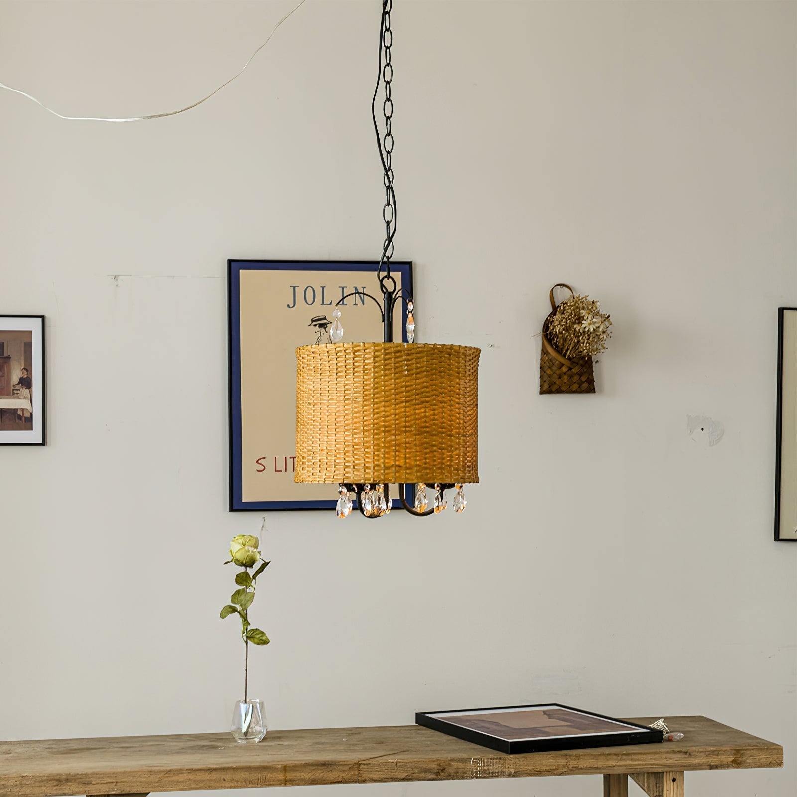 Avnoren Vintage Natural Crystal Pendant Lamp