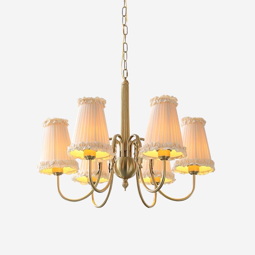 Faylin Vintage Brass Chandelier with Pleated Shades