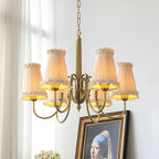 Faylin Vintage Brass Chandelier with Pleated Shades