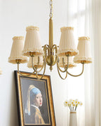 Faylin Vintage Brass Chandelier with Pleated Shades